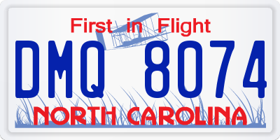 NC license plate DMQ8074