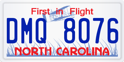 NC license plate DMQ8076