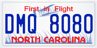 NC license plate DMQ8080