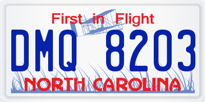 NC license plate DMQ8203