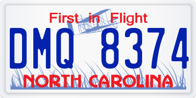 NC license plate DMQ8374