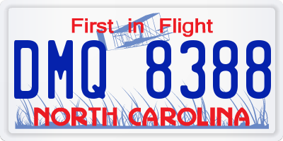 NC license plate DMQ8388