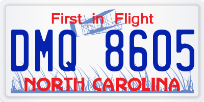 NC license plate DMQ8605