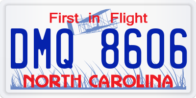 NC license plate DMQ8606