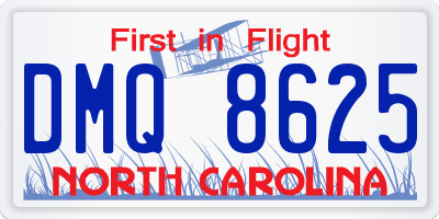 NC license plate DMQ8625