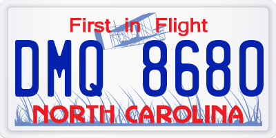 NC license plate DMQ8680