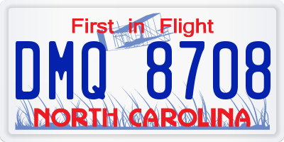 NC license plate DMQ8708