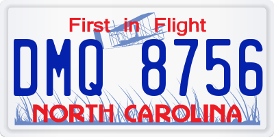 NC license plate DMQ8756