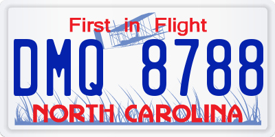 NC license plate DMQ8788