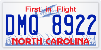 NC license plate DMQ8922