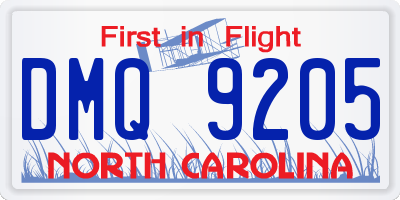 NC license plate DMQ9205