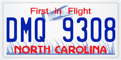 NC license plate DMQ9308