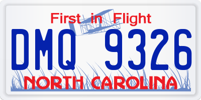 NC license plate DMQ9326