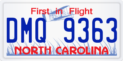 NC license plate DMQ9363