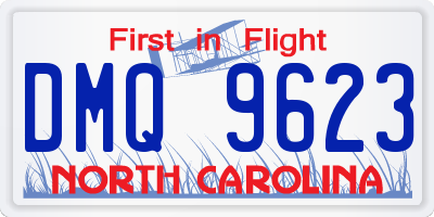 NC license plate DMQ9623