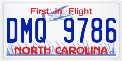 NC license plate DMQ9786