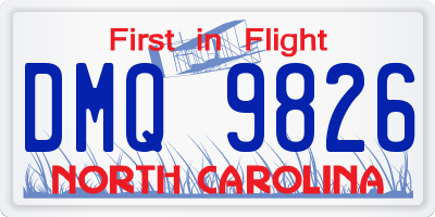 NC license plate DMQ9826