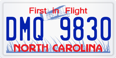 NC license plate DMQ9830