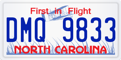 NC license plate DMQ9833