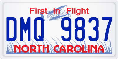 NC license plate DMQ9837
