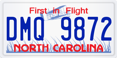 NC license plate DMQ9872