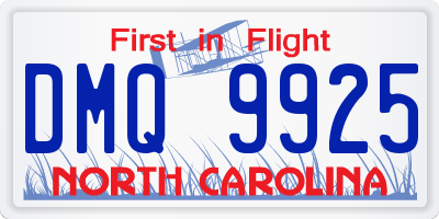NC license plate DMQ9925