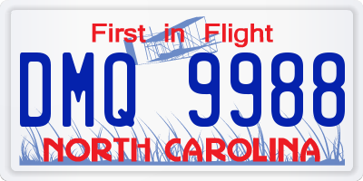 NC license plate DMQ9988