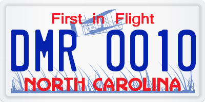 NC license plate DMR0010