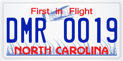 NC license plate DMR0019