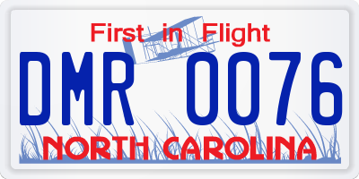 NC license plate DMR0076