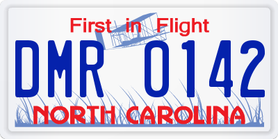 NC license plate DMR0142