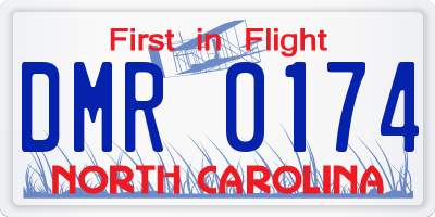 NC license plate DMR0174