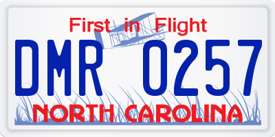 NC license plate DMR0257