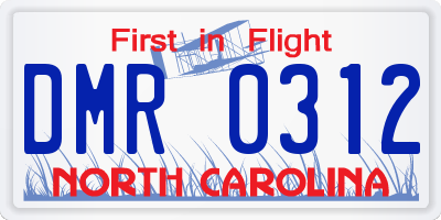 NC license plate DMR0312