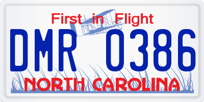 NC license plate DMR0386