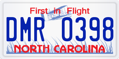 NC license plate DMR0398