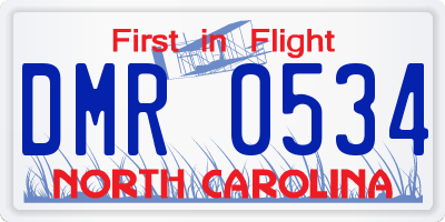 NC license plate DMR0534