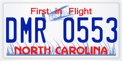 NC license plate DMR0553