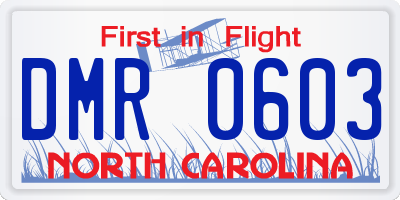 NC license plate DMR0603