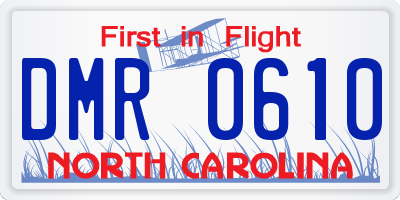 NC license plate DMR0610