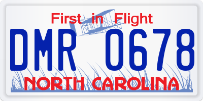 NC license plate DMR0678