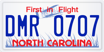 NC license plate DMR0707