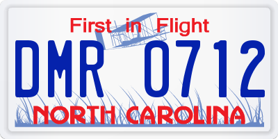NC license plate DMR0712