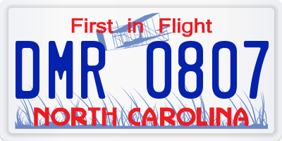 NC license plate DMR0807