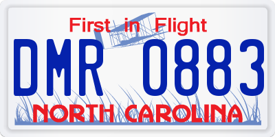 NC license plate DMR0883