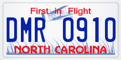 NC license plate DMR0910