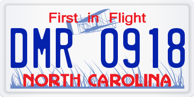 NC license plate DMR0918