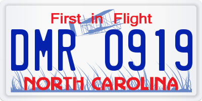 NC license plate DMR0919
