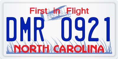 NC license plate DMR0921