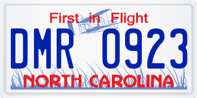 NC license plate DMR0923